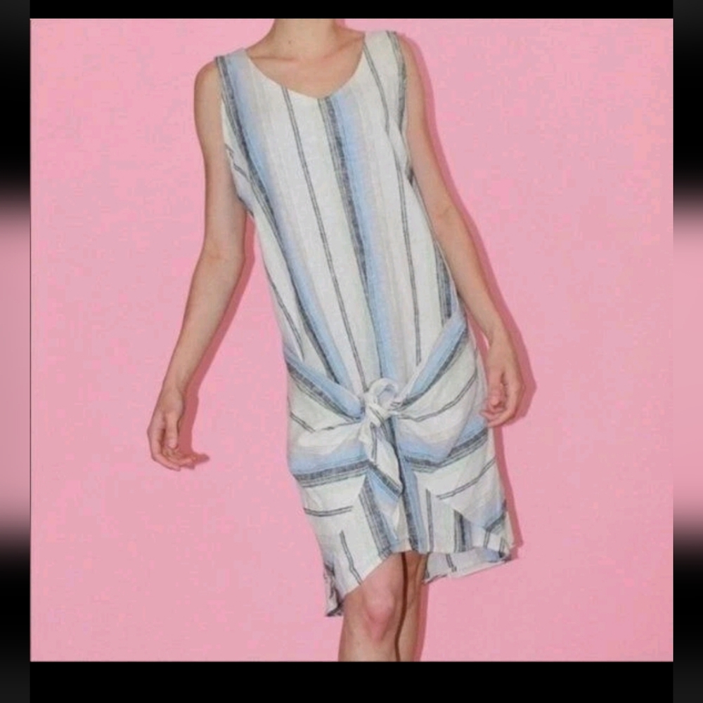 Striped Blue and White Sleeveless Dress